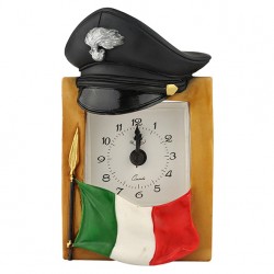 OROLOGIO DA SCRIVANIA CAPPELLO CARABINIERI E BANDIERA ITALIANA