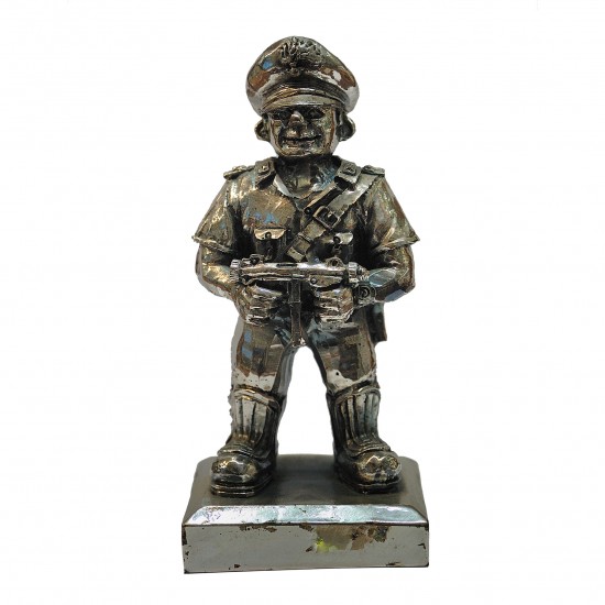 STATUINA IN RESINA ARGENTO CARICATURA CARABINIERE 17cm