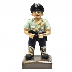 STATUINA IN RESINA COLORATA CARICATURA CARABINIERE 17cm