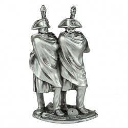 STATUINA ARGENTO CARABINIERI IN TORMENTA CON MOTTO "NEI SECOLI FEDELE" h21cm 