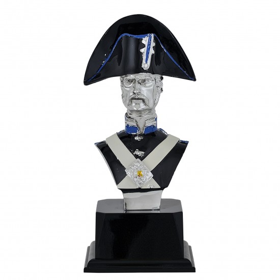 STATUA CARABINIERE MEZZO BUSTO IN ARGENTO COLORATO