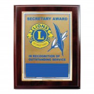 BASE IN LEGNO CON TARGA ALLUMINIO DORATA SECRETARY AWARD LIONS CLUB INTERNATIONAL