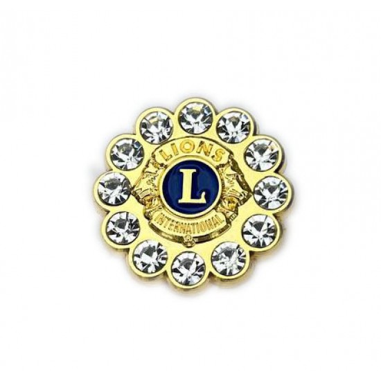 SPILLA CAMELIA CON STRASS LIONS INTERNATIONAL